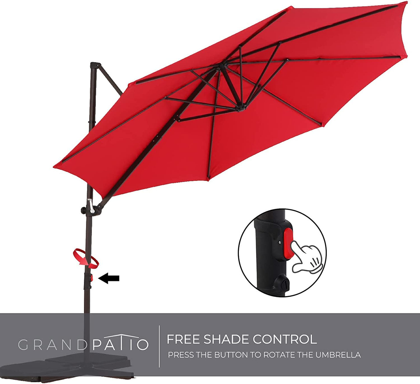 10FT Outdoor Aluminum Patio Umbrella, Market Cantilever large outdoor umbrella Polyester Patio Shade UV Protection,Offset Patio Umbrella Without Base,Tilt and Crank