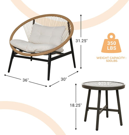 Outdoor Furniture Set,Wicker Seating Set Oversized Chairs