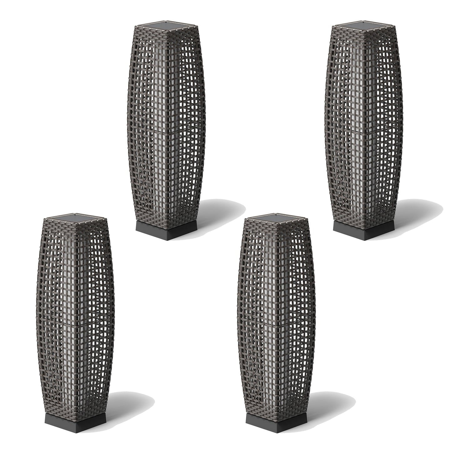 FUJI Solar-powered Woven Wicker Floor Lamp