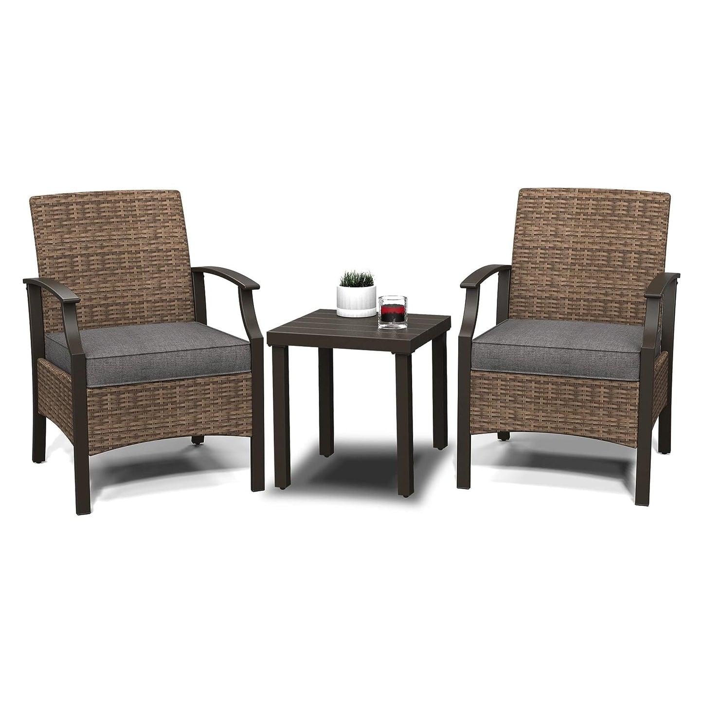 Outdoor Furniture Sets Weather Resistant Wicker Outdoor Patio Chairs with Ottomans and Coffee Tables for Balcony Backyard Garden Poolside