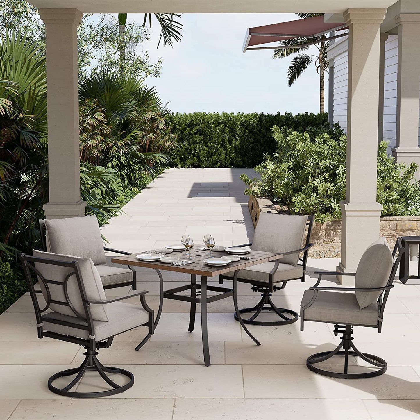 GRAND PATIO Swivel Dining Chairs Outdoor Dining Set Patio Dining Furniture Set