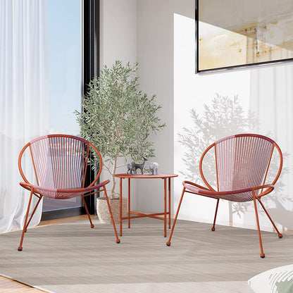 3 Piece Acapulco Steel Woven Rope Bistro Set  with Coffee Table