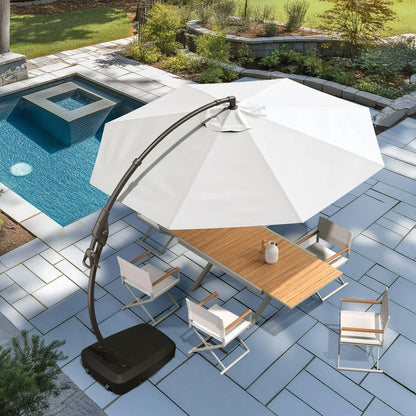 11 FT Cantilever Patio Umbrella with Base, Round Large Offset Umbrellas for Garden Deck Pool