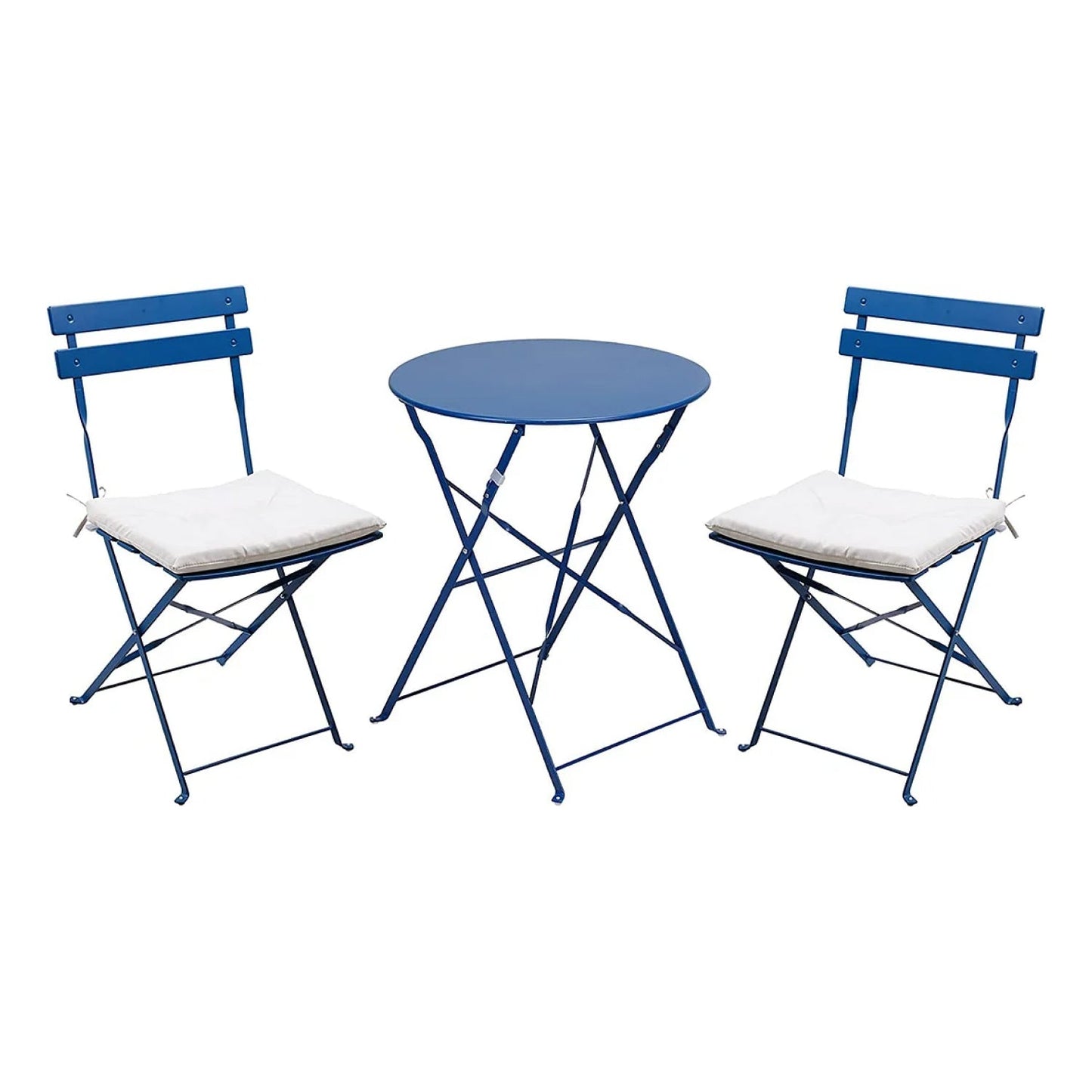 Premium Steel Patio Bistro Set with Cushion 3 Piece Patio Set of Foldable Patio Table and Chairs