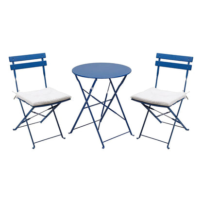 Premium Steel Patio Bistro Set with Cushion 3 Piece Patio Set of Foldable Patio Table and Chairs