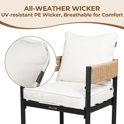 Steel Outdoor Dining Side Chairs, Patio Chairs with Grey Cushions