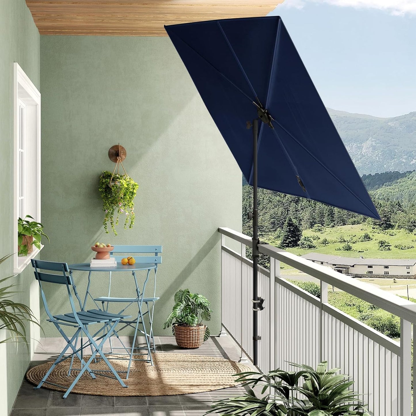 JENA 6x4 FT Rectangular Flat Patio Market Umbrella