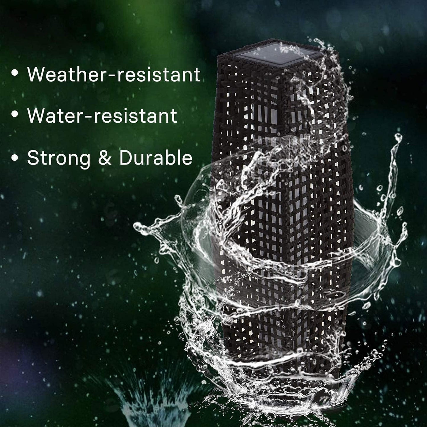 FUJI Solar-powered Woven Wicker Floor Lamp