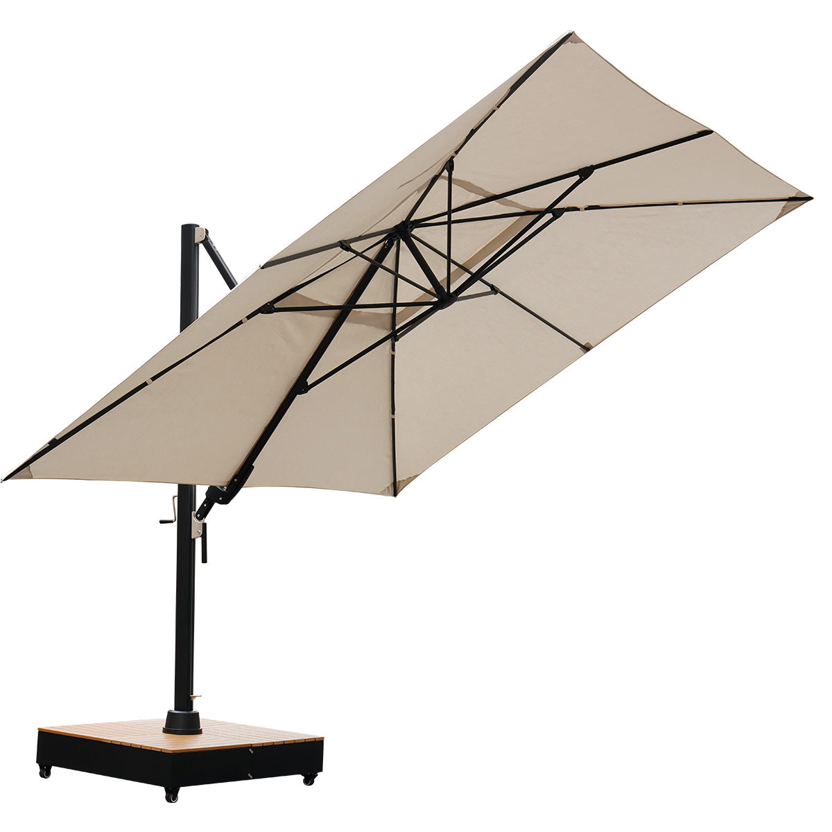 10x13 FT Acrylic Outdoor Cantilever Aluminum Umbrella with Large Base, with Cover, 5-Year-Non-Fading