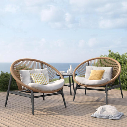 Outdoor Furniture Set,Wicker Seating Set Oversized Chairs