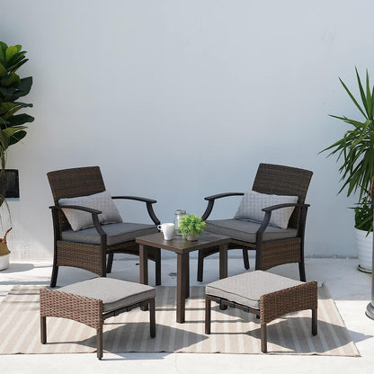 Outdoor Furniture Sets Weather Resistant Wicker Outdoor Patio Chairs with Ottomans and Coffee Tables for Balcony Backyard Garden Poolside
