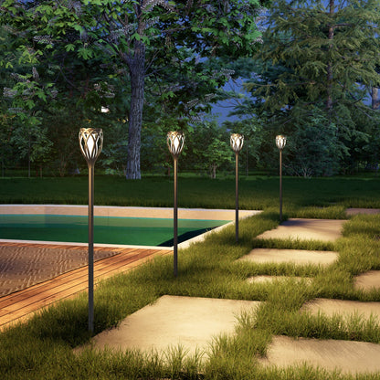 Tall Solar Lights, Pathway Torch Lights with Flickering Flame 4-Pack LED, 3-in-1 Solar Landscape Lights