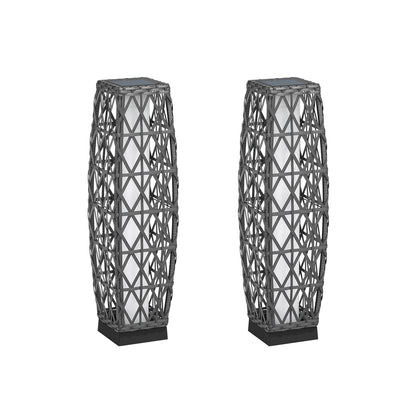 Cindy Solar Lamp, Solar-Powered Woven Resin Wicker Floor Lamp