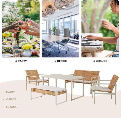 GRAND PATIO Spring Wicker Patio Furniture Set, Outdoor Conversation Furniture Set with Coffee Table