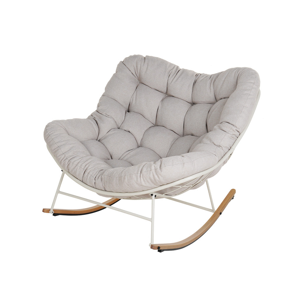 GRAND PATIO Outdoor Royal Rocking Chair, E-Coated Papasan Chair With Cushion for Porch, Garden