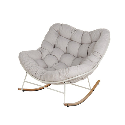 GRAND PATIO Outdoor Royal Rocking Chair, E-Coated Papasan Chair With Cushion for Porch, Garden