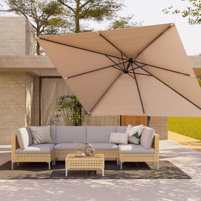 10x13 FT Rectangular Cantilever Patio Umbrella with Base, with Umbrella Cover