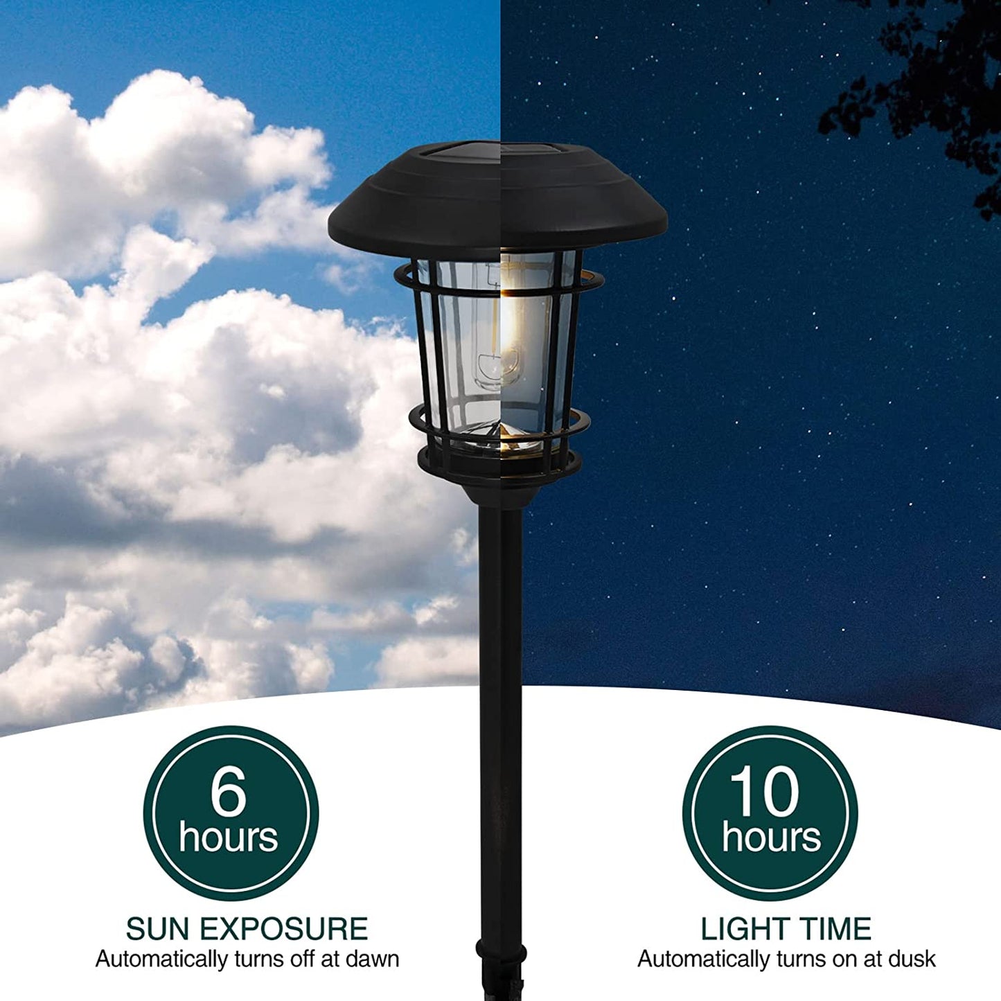 Outdoor Glass Solar Pathway Lights - Aluminum & Steel Frame