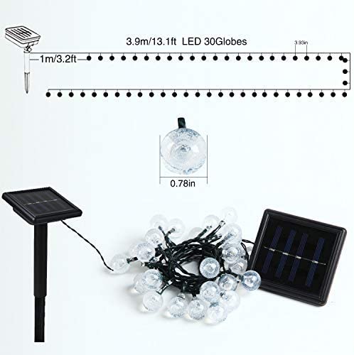 Solar String Lights Outdoor, 30 LED 13ft Solar Powered Crystal Ball Outside Fairy Lighting