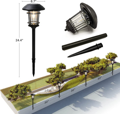 Outdoor Glass Solar Pathway Lights - Aluminum & Steel Frame