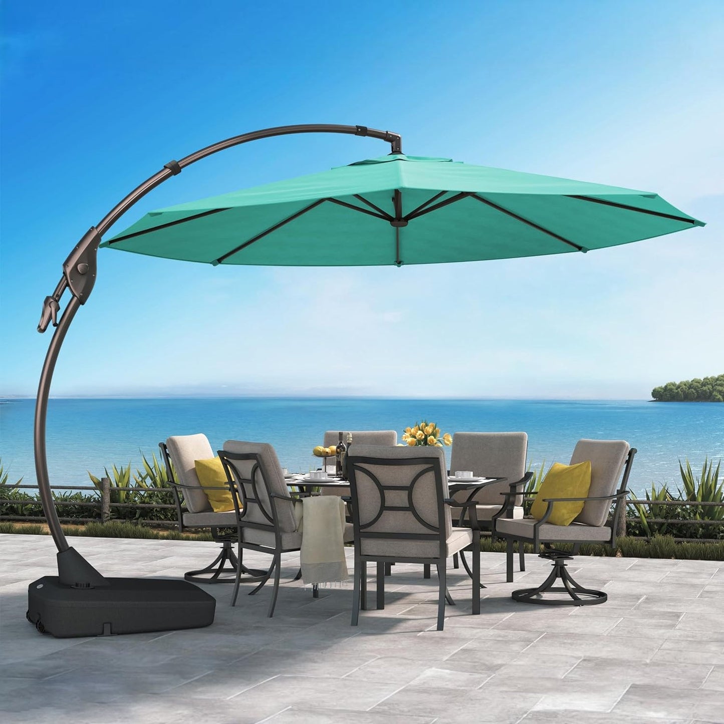 FT Deluxe NAPOLI SUNBRELLA Cantilever Umbrella with Umbrella Cover