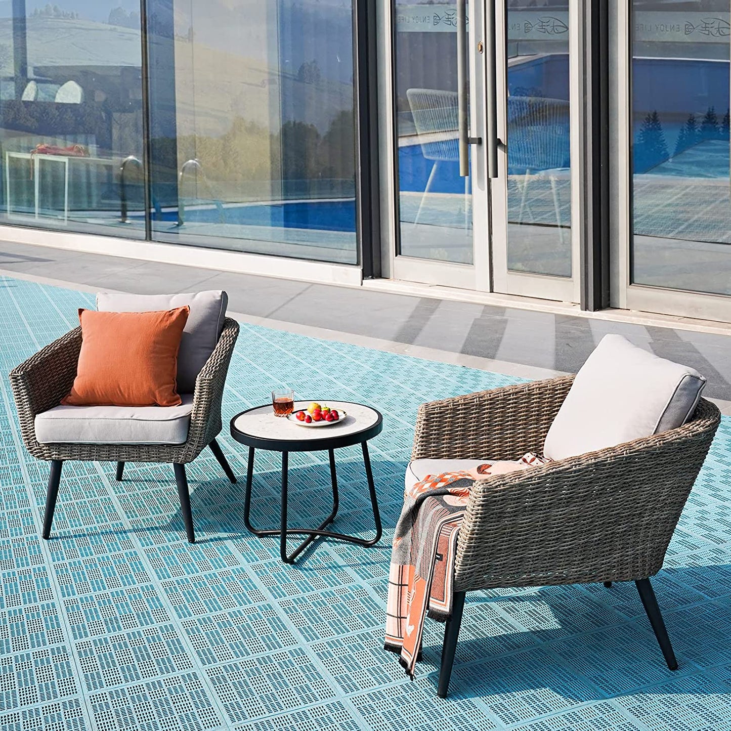 Piece Patio Bistro Set with 2 Chairs and 1 Coffee Table