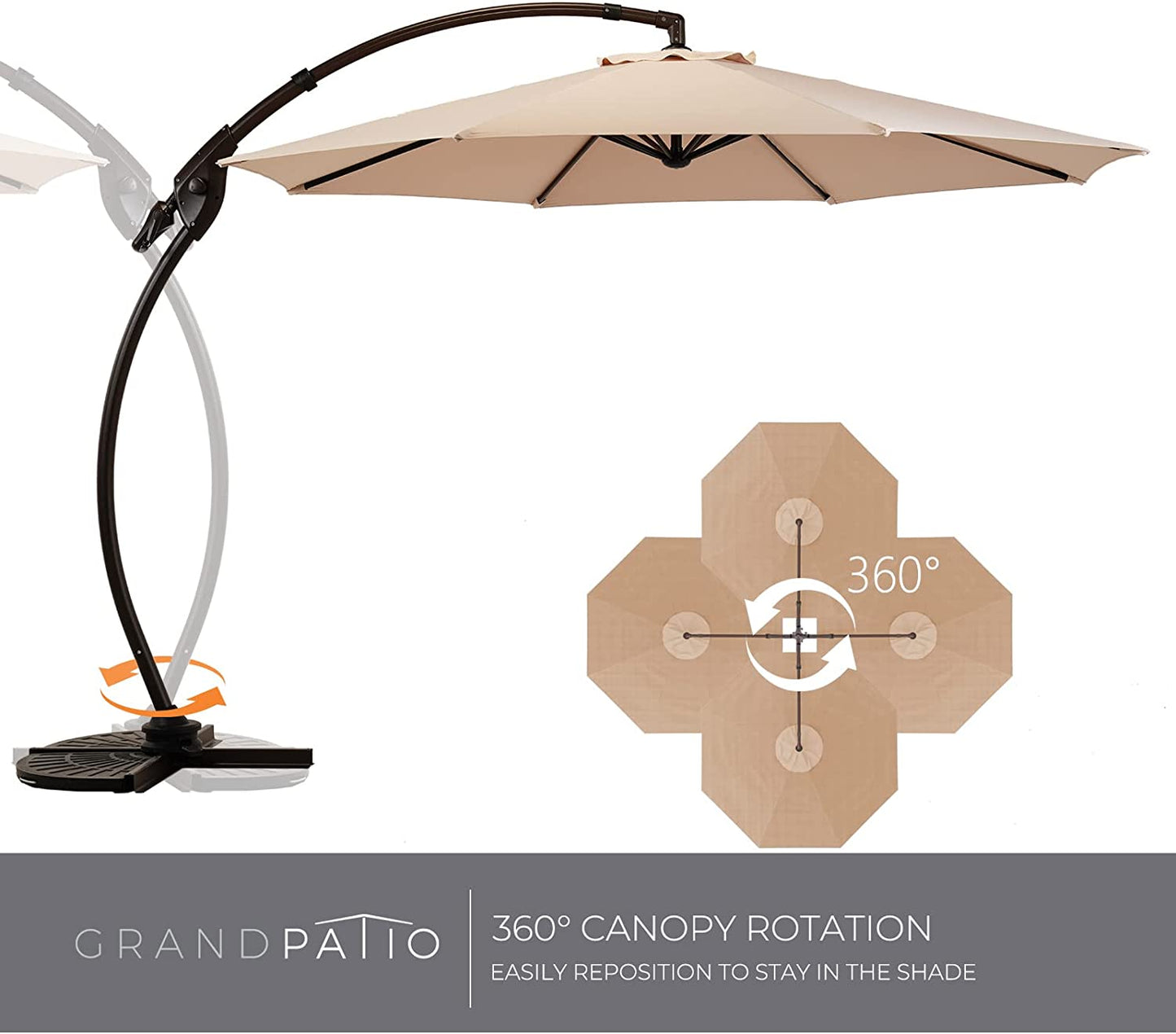 Napoli 11 FT Cantilever Offset Umbrella with 360° Rotation
