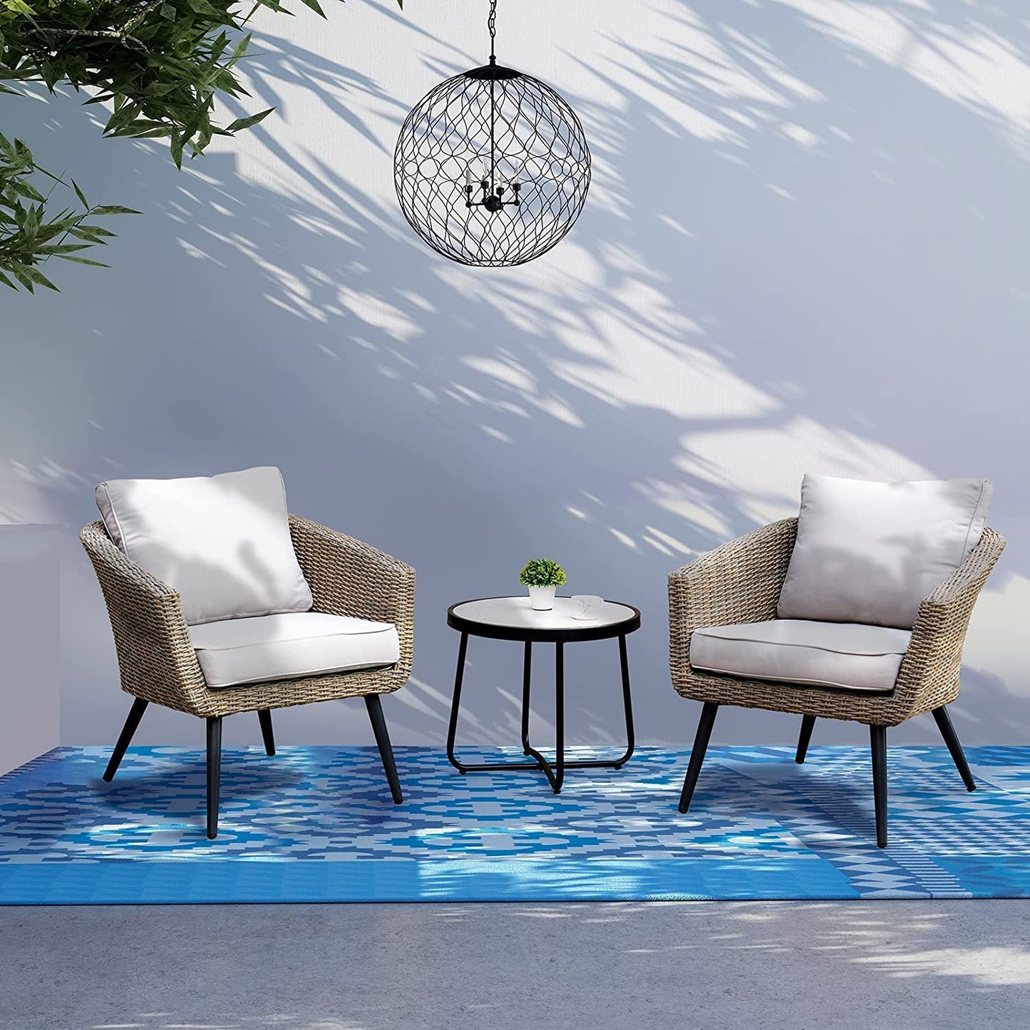 Piece Patio Bistro Set with 2 Chairs and 1 Coffee Table