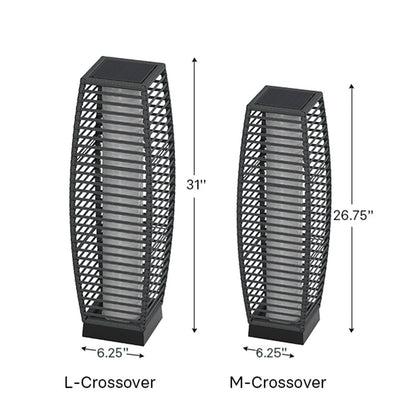 Outdoor Solar-Powered Crossover Woven Resin Wicker Floor Lamp