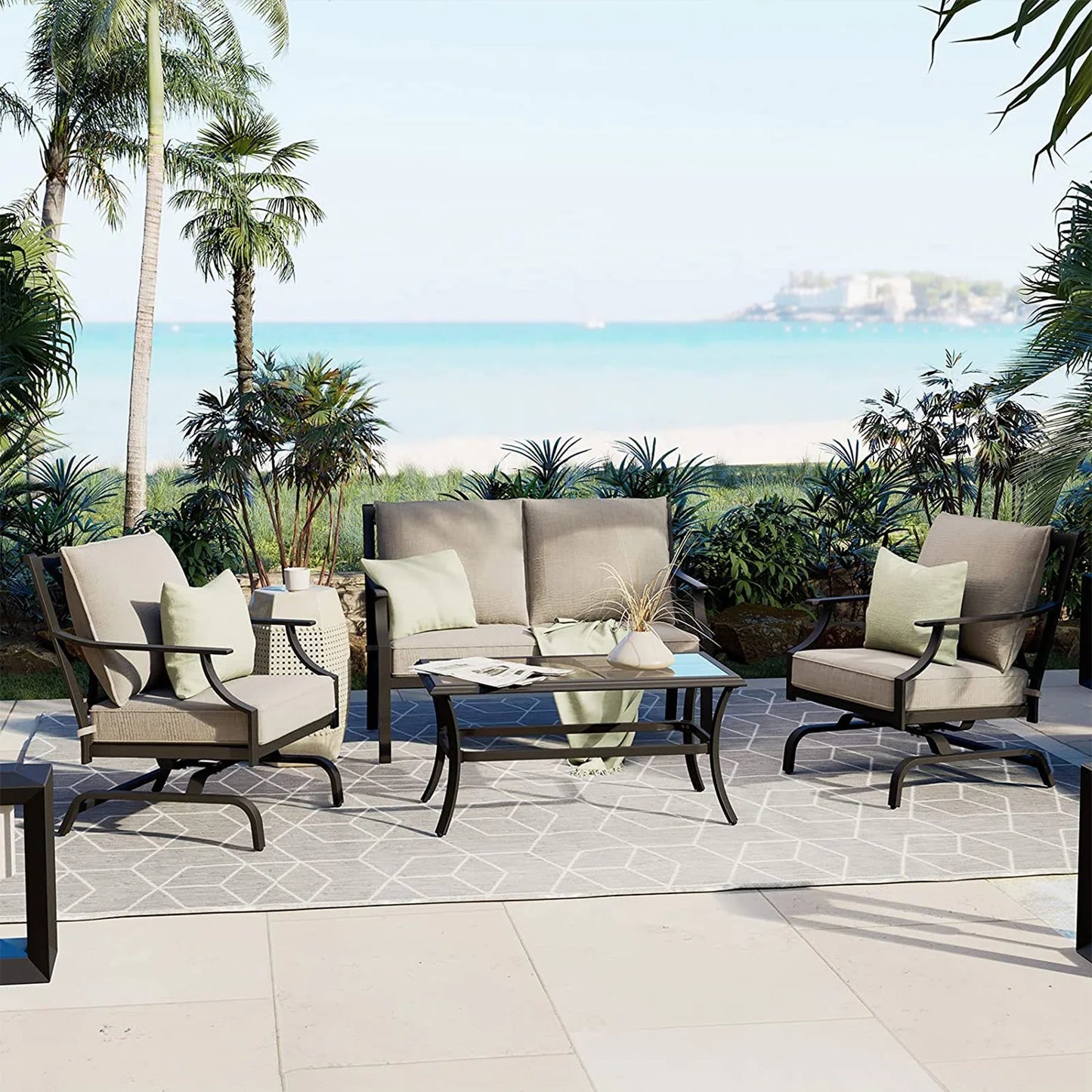 Outdoor Dining Set, Patio Dining Set Metal Patio Garden Set for Backyard,Patio