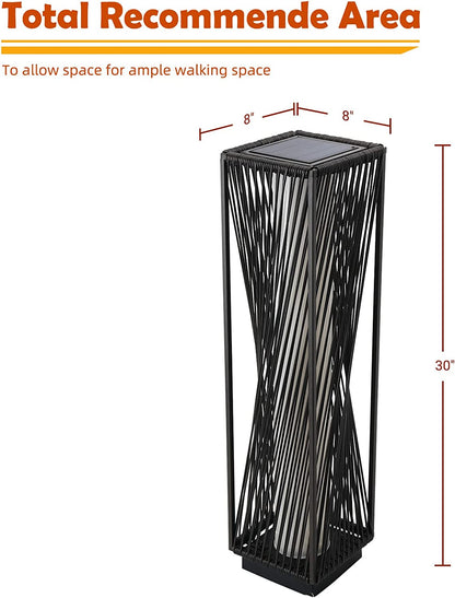 Outdoor Solar Floor Lamp Resin Wicker Solar Light Outdoor Waterproof for Yard, Garden, Pathway, Deck-Baffin, Dazzle Dance