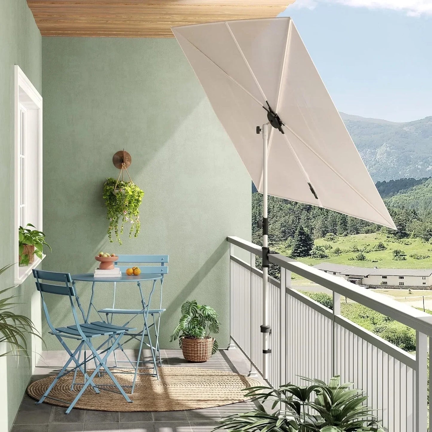 JENA 6x4 FT Rectangular Flat Patio Market Umbrella