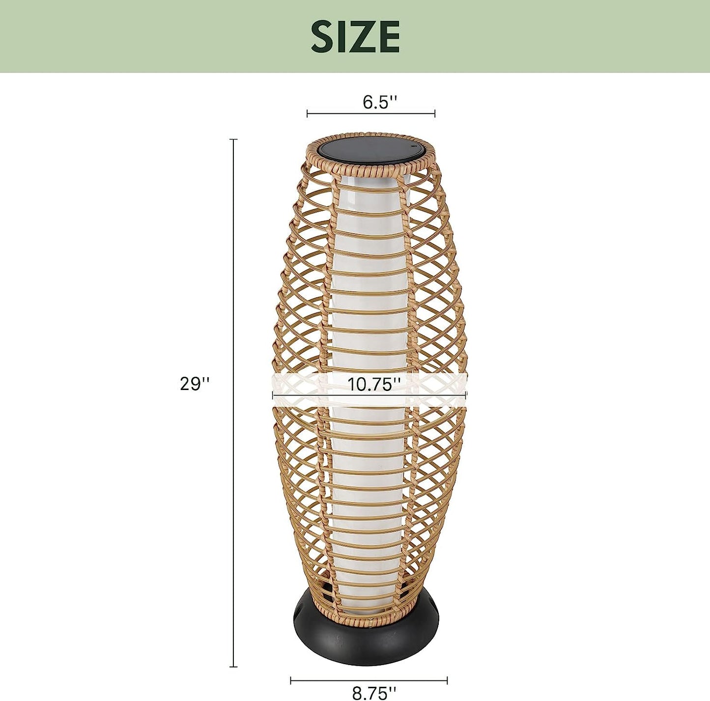 Floor Lamp Outdoor Lamp Patio Lights Solar Powered Lantern Weather–Resistant Rattan Deck Lights, Lamp Large-Sized for Garden