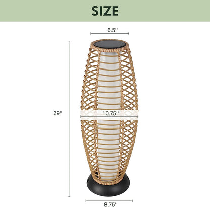 Floor Lamp Outdoor Lamp Patio Lights Solar Powered Lantern Weather–Resistant Rattan Deck Lights, Lamp Large-Sized for Garden