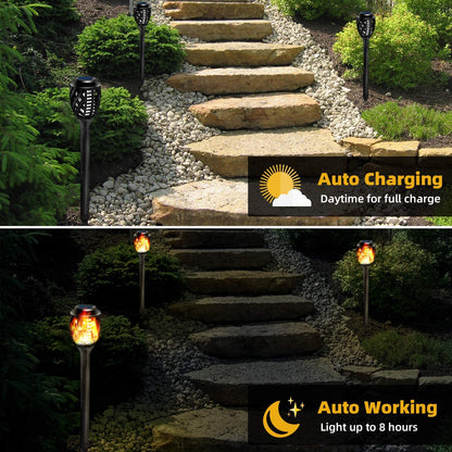 Outdoor Solar Lights, Water-Resistant Flickering Flames Torch Light, Landscape Decoration Lighting