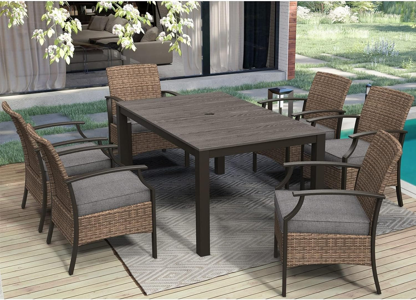 Outdoor Dinning Sets, Traditional Weather-Resistant Wicker Patio Furniture Sets