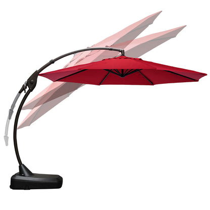 11 FT 12 FT Cantilever Patio Umbrella with Base, Round Large Offset Umbrellas for Garden Deck Pool