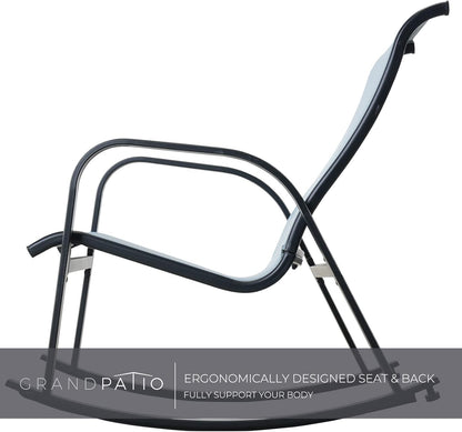 3-Piece Patio Bistro Rocking Chair Set, Steel Rocker Seating Outside for Front Porch, Garden, Patio, Backyard