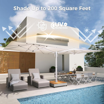 10x10 FT Large Double-Sided Patio Umbrella with Base, with Umbrella Cover