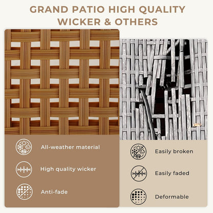GRAND PATIO Spring Wicker Patio Furniture Set, Outdoor Conversation Furniture Set with Coffee Table