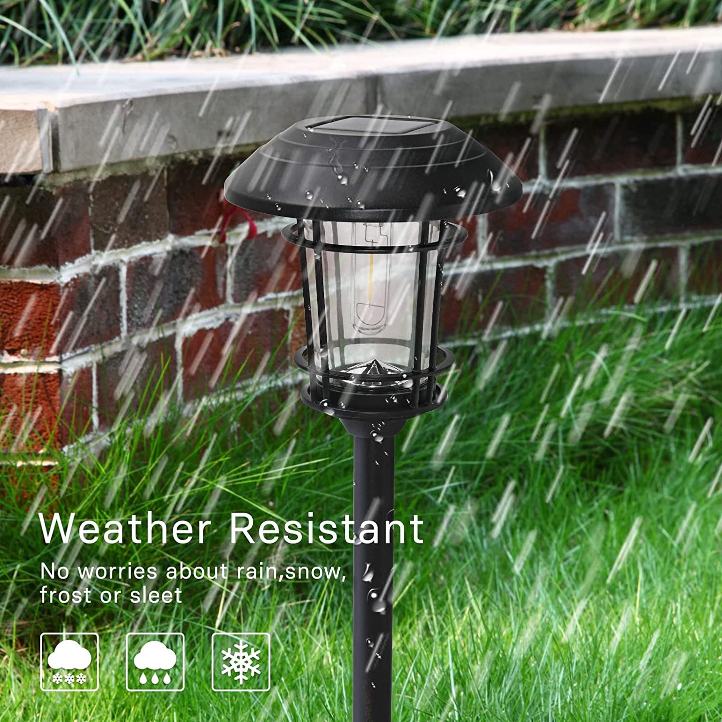 Outdoor Glass Solar Pathway Lights - Aluminum & Steel Frame