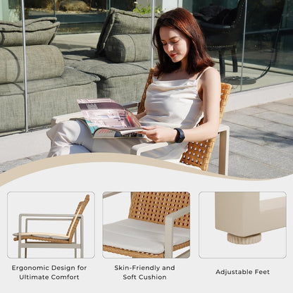 GRAND PATIO Spring Wicker Patio Furniture Set, Outdoor Conversation Furniture Set with Coffee Table