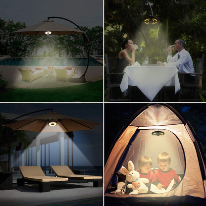 GRAND PATIO Cordless 12 LED Offset Umbrella Lights, 3 Modes Warm White Umbrella Light with Remote Control