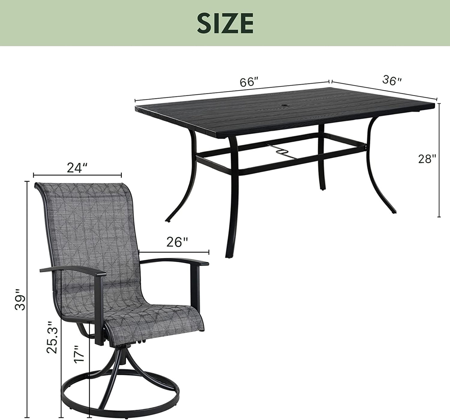 Outdoor Dining Set - Black & Grey Plaid