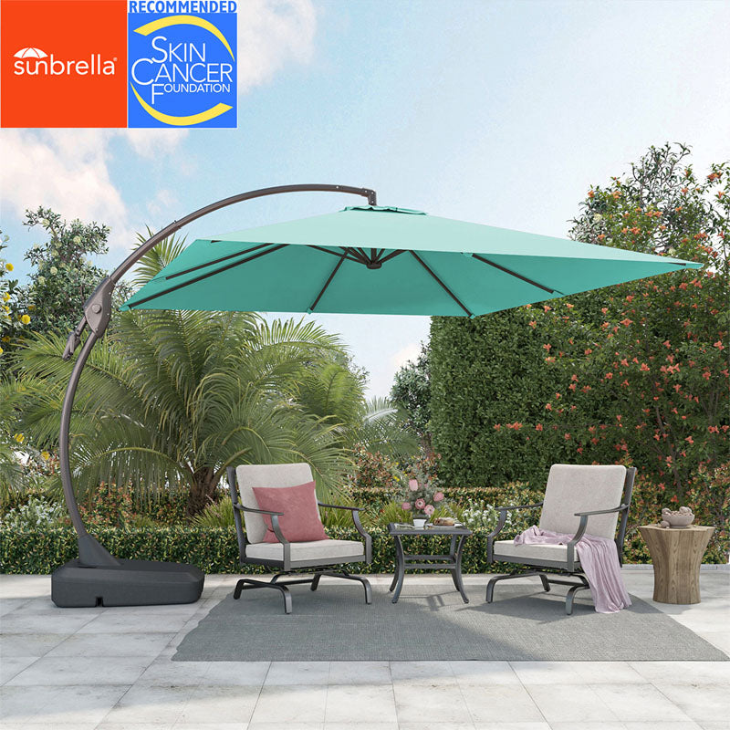 Sunbrella Cantilever Umbrella with Base, with Umbrella Cover, 10X10 FT Square Aluminum Patio Umbrella
