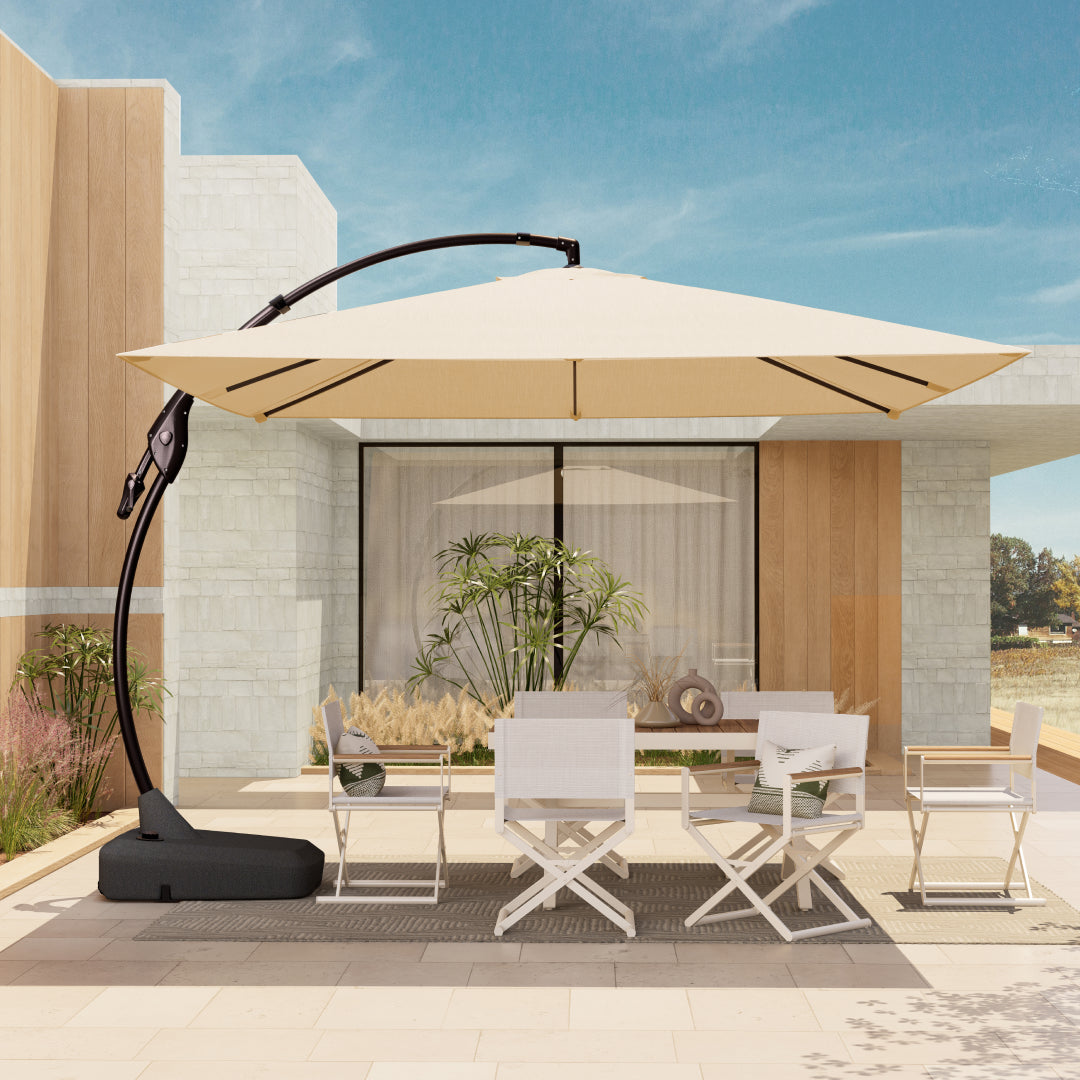 Sunbrella Cantilever Umbrella with Base, with Umbrella Cover, 10X10 FT Square Aluminum Patio Umbrella