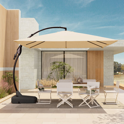 Sunbrella Cantilever Umbrella with Base, with Umbrella Cover, 10X10 FT Square Aluminum Patio Umbrella