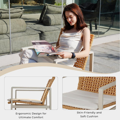 GRAND PATIO Spring Wicker Patio Furniture Set, Outdoor Conversation Furniture Set with Coffee Table