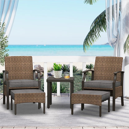 Outdoor Furniture Sets Weather Resistant Wicker Outdoor Patio Chairs with Ottomans and Coffee Tables for Balcony Backyard Garden Poolside