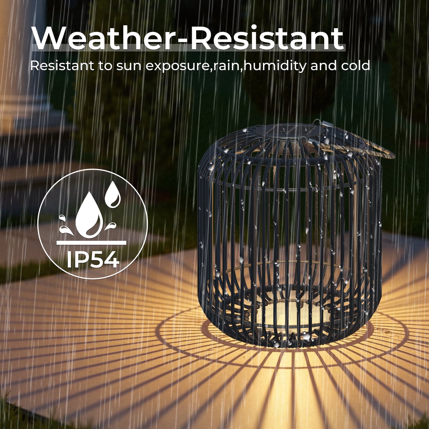 Outdoor Solar Lanterns Waterproof Wicker Rechargeable Hanging Lights